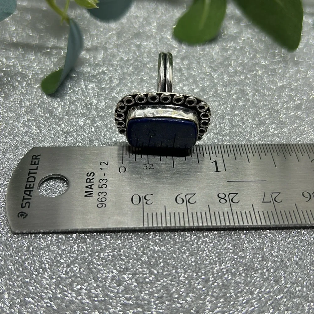 Lapis Lazuli Ring 925 (Size: 9) Modern Bohemian